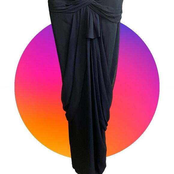 White by Vera Wang Black Evening Gown Dress Womens Sz 14 XL Sleeveless Chiffon - Picture 10 of 16